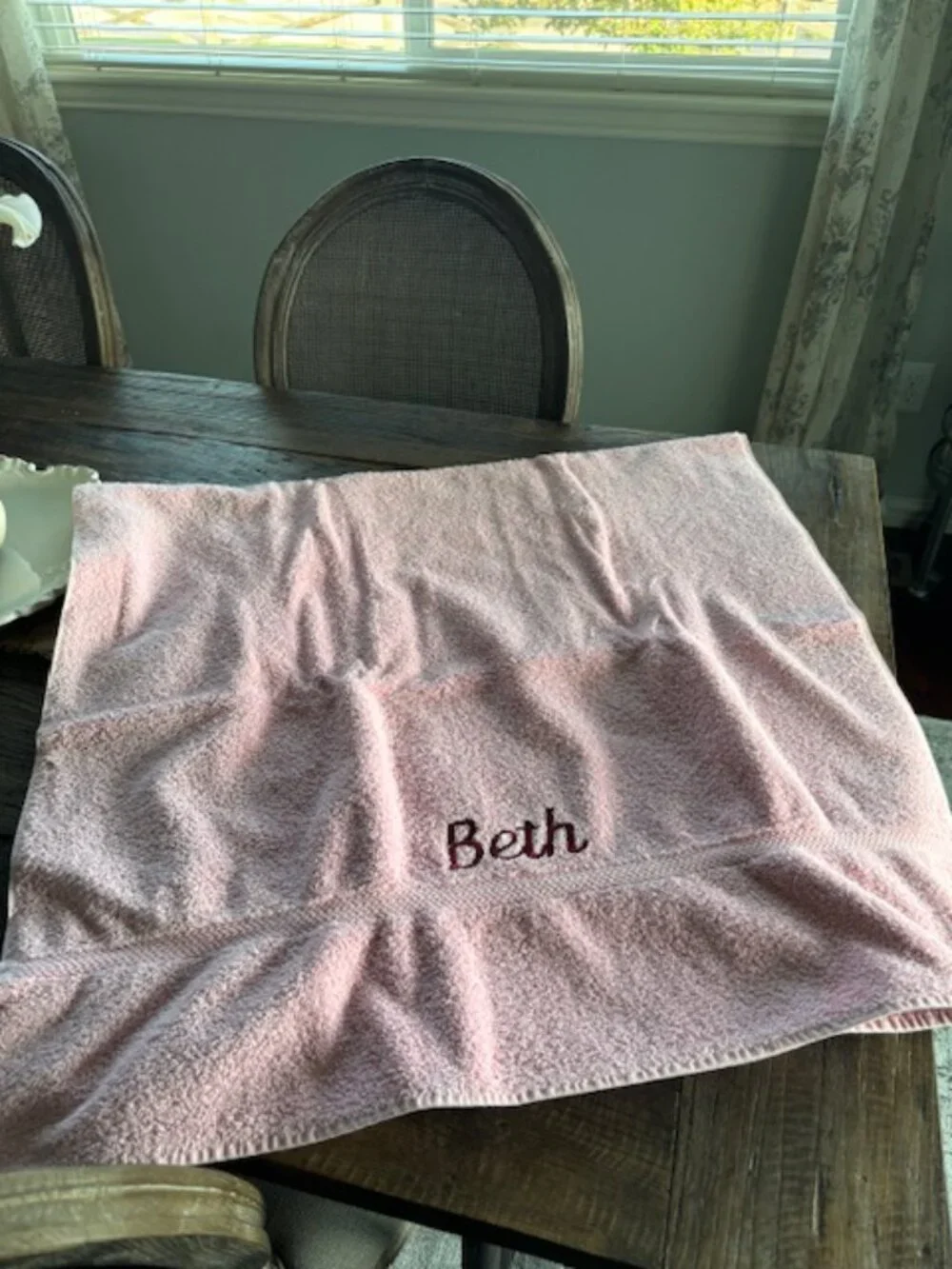 Monogrammed pink bath sheet - SALE!